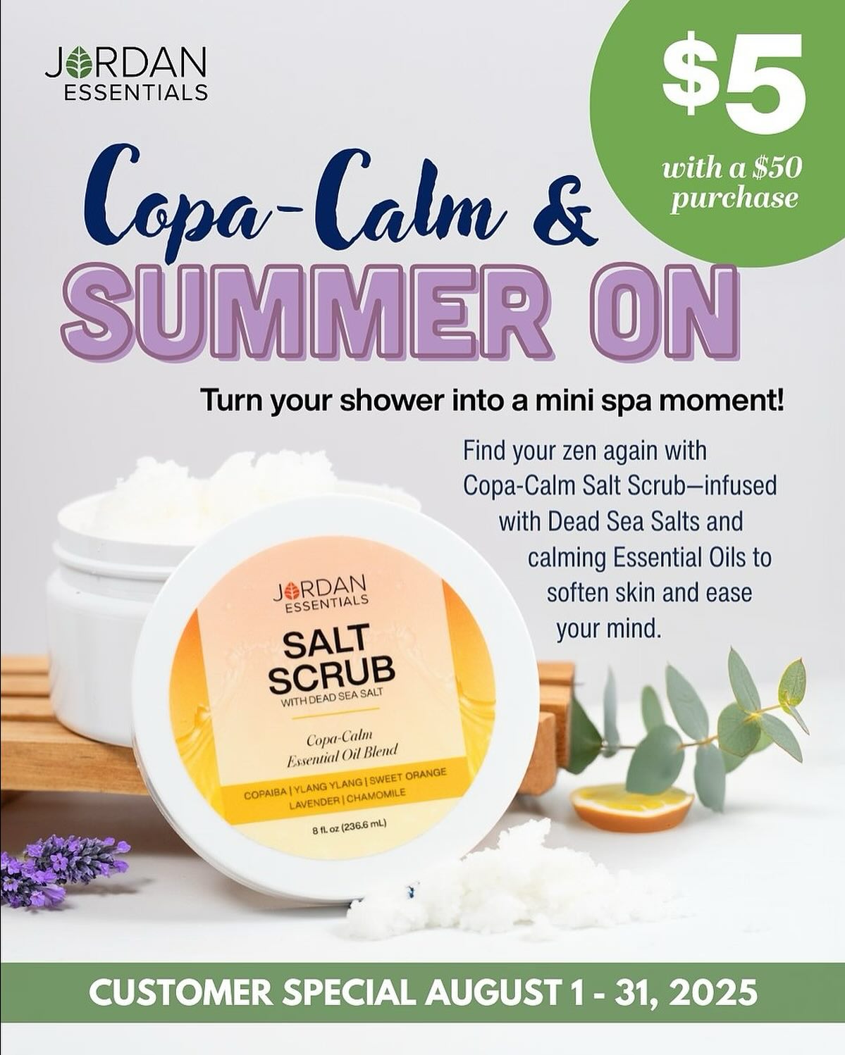 Back to school time is stressful!  Let Copa-Calm help!
.
Spend $50 and get the Copa-Calm Salt Scrub for just $5!  Snag yours before this deal disappears! 
.
🛒 Link in comments!